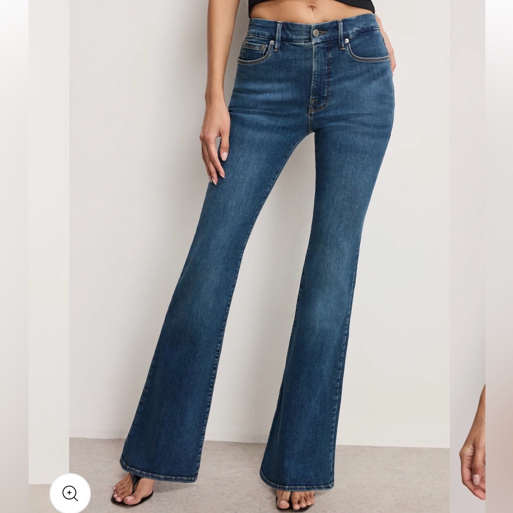 Good American Good Leg Flare Jeans Indigo 34” Inseam